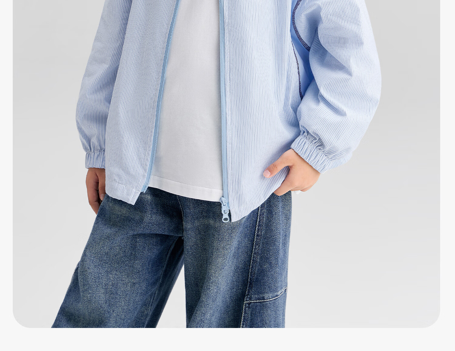 Zuoxi Boys' Shirt, 2026 New Style Children's Jacket, Thin Boys' Zipper Shirt, Long-Sleeve Spring Wear, Blue, Size 110 19