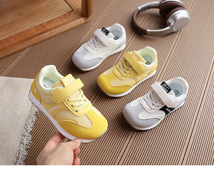 Warrior Children's Sneakers, Boys' Sports Shoes, Big Kids' Forrest Gump Shoes, Girls' Shoes, WZ(CL)-1663, Beige-Gray Size 36 1