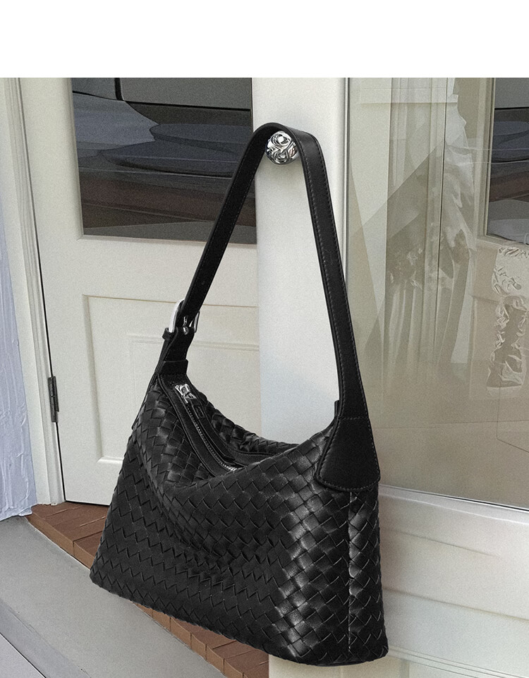 Mood Lambskin Woven Bag, Blue Underarm Beach Bag, Hobo Commuter Large Capacity Shoulder Crossbody Dumpling Bag, Birthday Gift 10