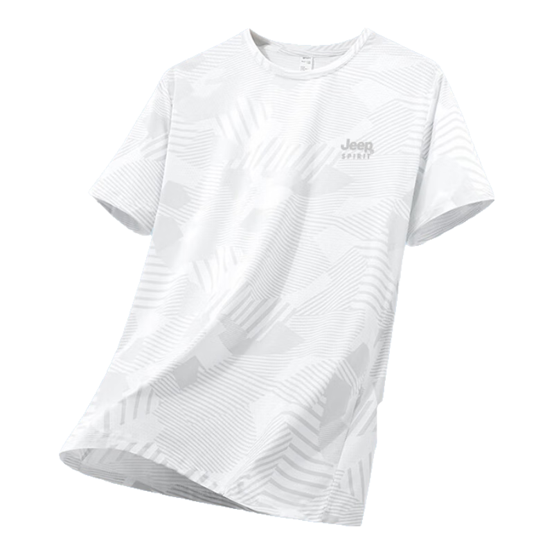 JEEP Men's Short Sleeve Summer Loose Ice Silk Casual Running Sports Half Sleeve New Quick-Dry T-Shirt White 3XL