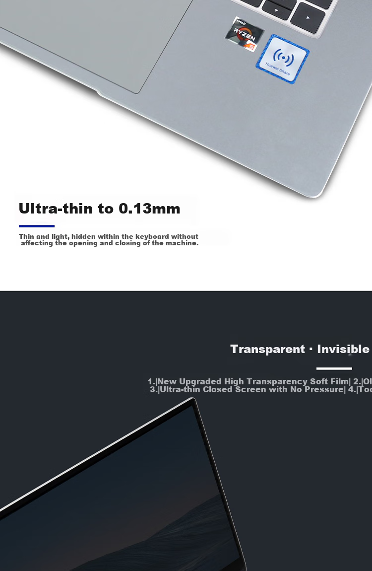 ESCASE Huawei MateBook 14 Keyboard Cover for 2019/2020/2021/2022 Laptop, Functional Key Silicone Cover, Quick Access Keys, Translucent Protective Film, Waterproof And Dustproof 3