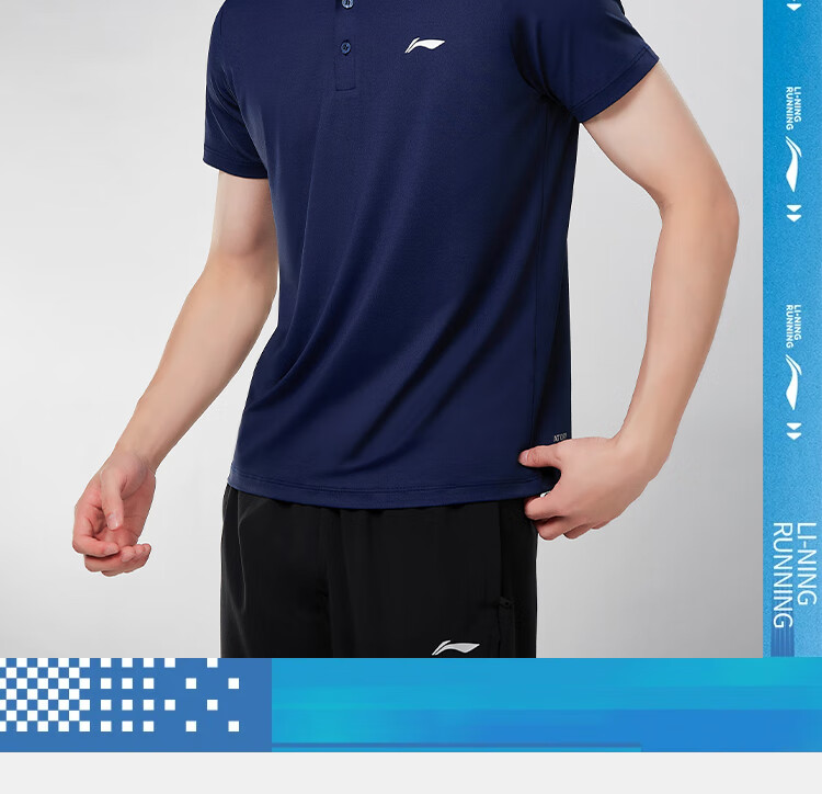 LI-NING Men's Short Sleeve Polo Shirt Breathable Moisture-Wicking Sports Casual Fashion Tee 9