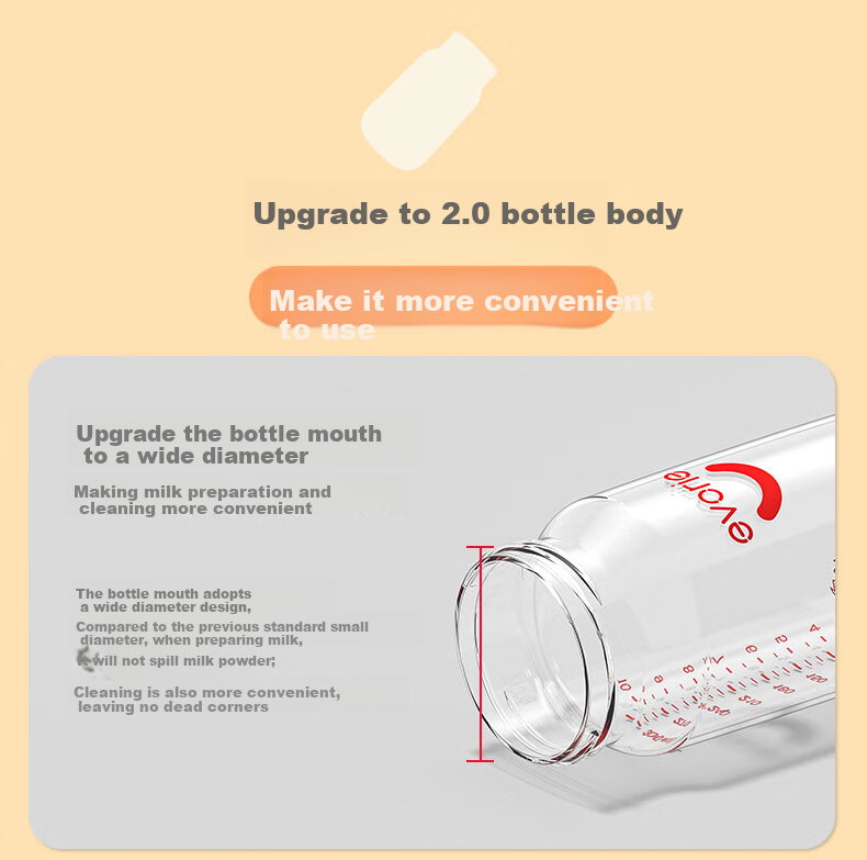 Evorie Glass Baby Bottle, Wide Neck Bottle, Infant Bottle 160ml (0-3 Months+) 4