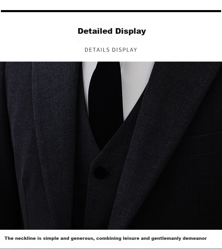 Patuowa Men's Suit Set, Slim Fit Professional Formal Wear, Men's Business Suit, Small Suit for Weddings, Navy Blue, Size 5XL 4