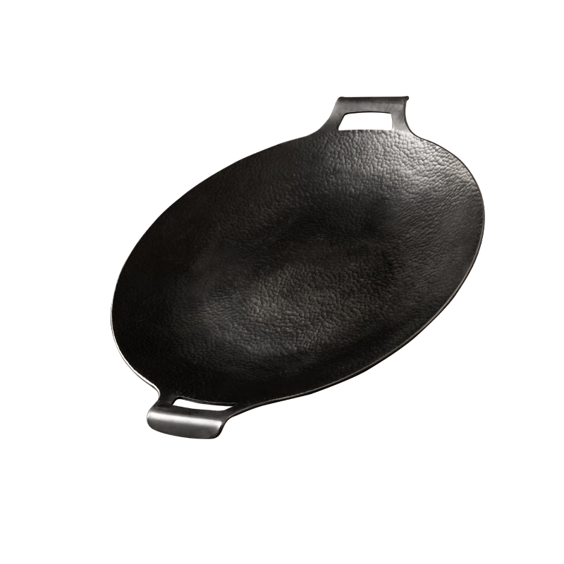 Tiewagongshe Outdoor Non-Stick Grilling Pan, Korean-Style Barbecue Iron Plate, Outdoor Camping Grill Pan, Hollow Ear Style, 32cm