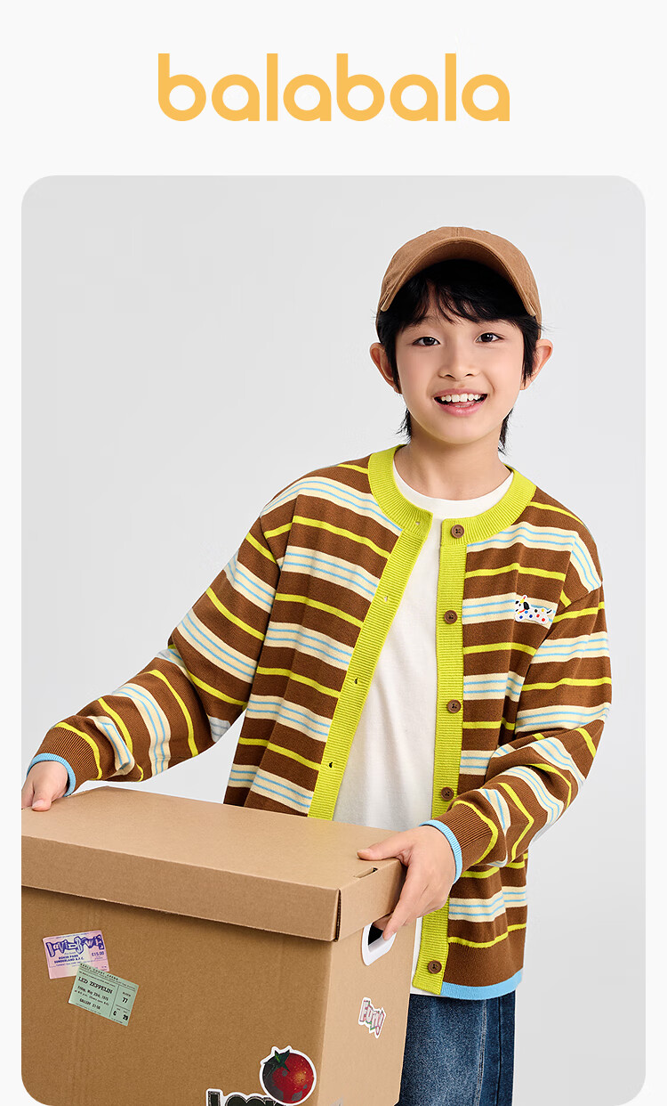 Balabala Balaone Kids Cardigan Boys 2025 Autumn Sweater Girls Knitwear 208325103203 1