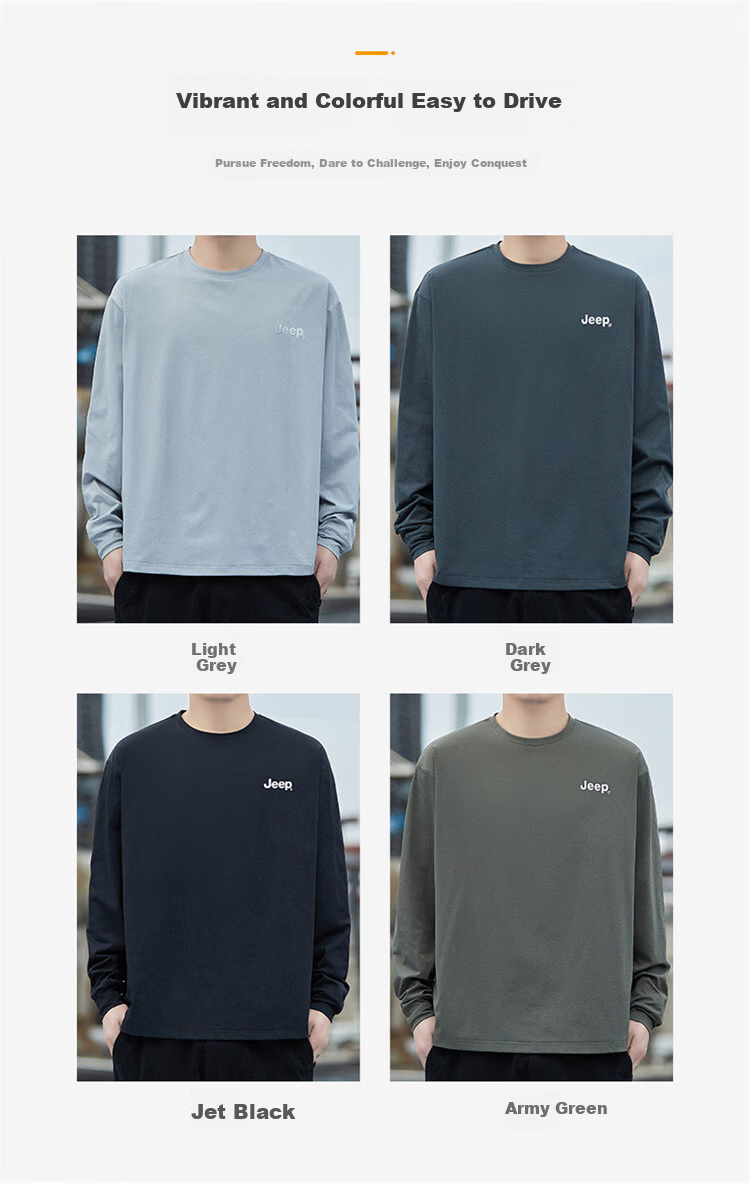 JEEP Men's Long-Sleeve T-Shirt, Spring And Autumn Top, Round Neck Undershirt for Me 2