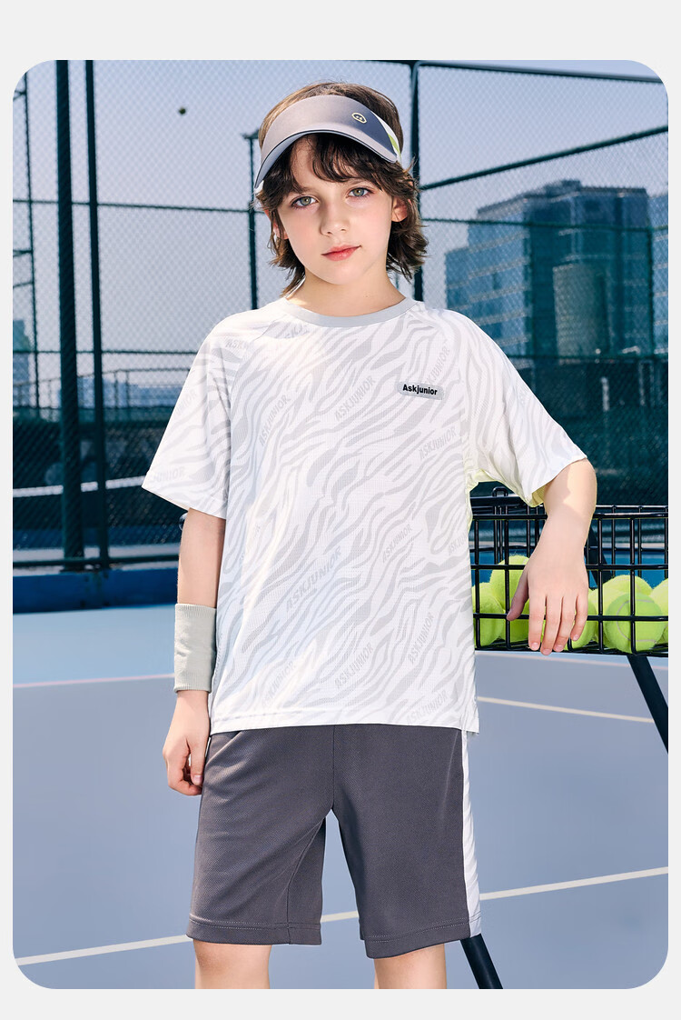 ASK JUNIOR Children's Quick-Dry Set Summer Boys And Girls Instant Cool Sports Short-Sleeve T-Shirt Shorts Running Youth Two-Piece 8