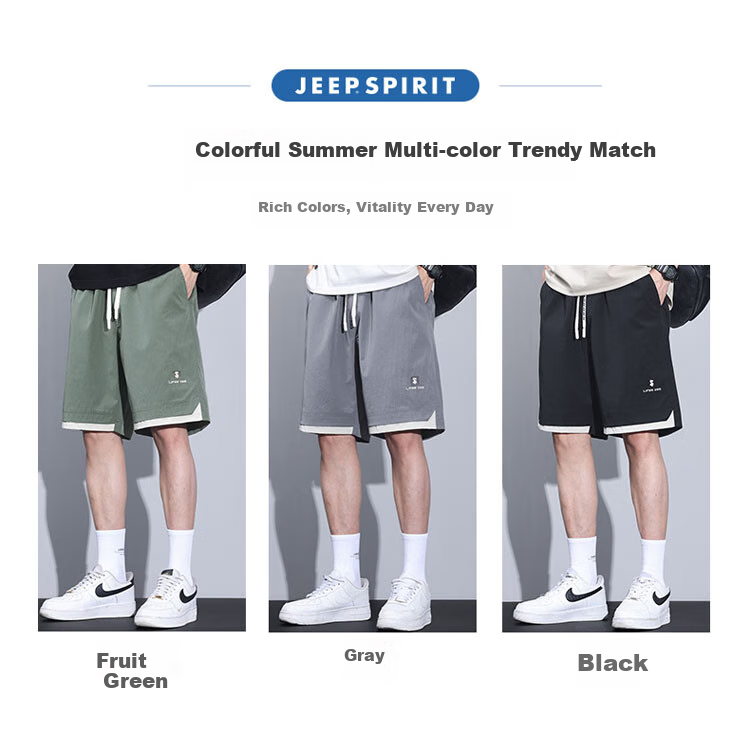 JEEP SPIRIT Men's Shorts, Summer Beach Workwear, Ice Silk Quick-Dry Casual Sports Knee-Length Pants, Lime Green, 2XL 3