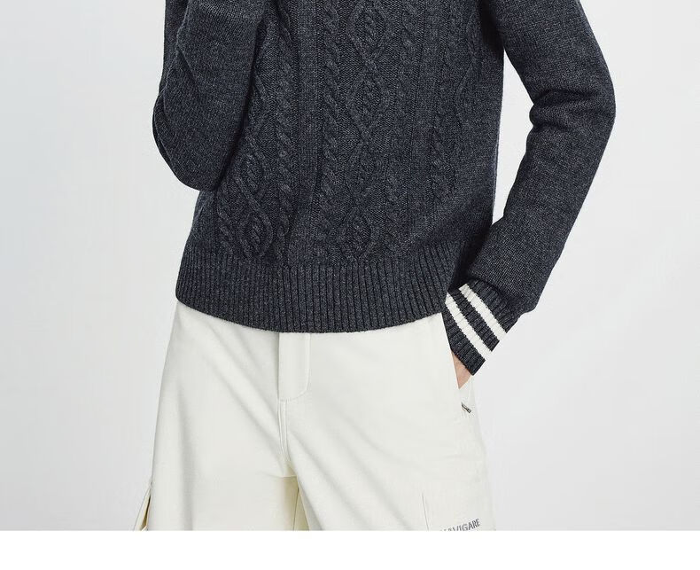 Navikail Italian Small Sailboat Women's Full Wool Commuter Sweater Half-Open Collar Knitwear 2334044501 White L 22