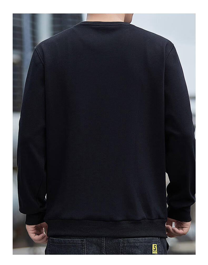 JEEP SPIRIT Sweatshirt for Men, Spring And Autumn Fashion Round Neck Long Sleeve T-Shirt, Loose Versatile Casual Pullover for Men, Black 4XL 7