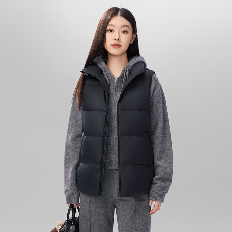 SNOWFLYING Women's Down Jacket 2025 Winter Short Loose Vest Lightweight Black XL