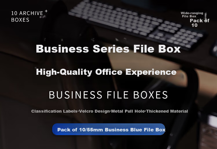 GuangBo 10-Pack 35mm Velcro A4 File Box/document Box/data Storage Box, Black A8029 1