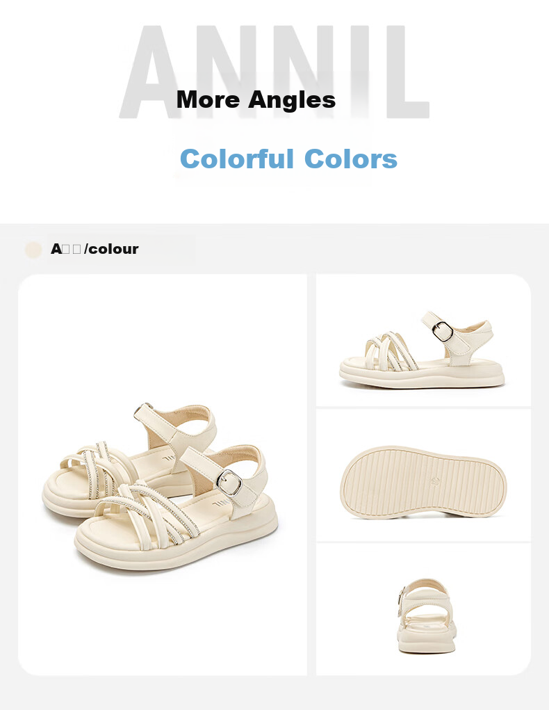 ANNIL Children's Sandals for Girls, 2026 Summer New Style, Soft-Soled Student Open-Toe Breathable Flat Fashion Princess Shoes 6275 9