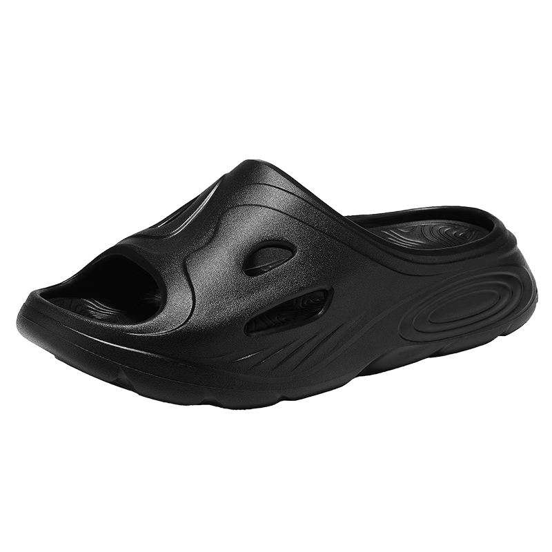 XTEP Men's Outdoor Sports Sandals Beach Slippers Summer Shoes Black A024 Size 42-43