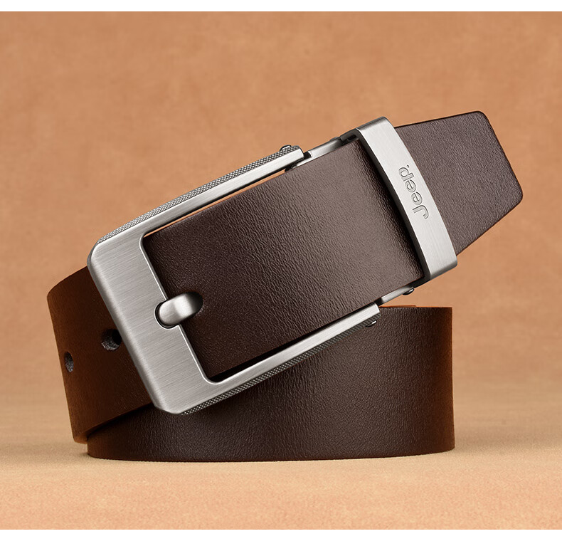 JEEP Men's Leather Belt, Business Pin Buckle Casual Waistband, Young People's Trouser Belt, Birthday And Holiday Gift for Boyfriend, Husband, Father 3