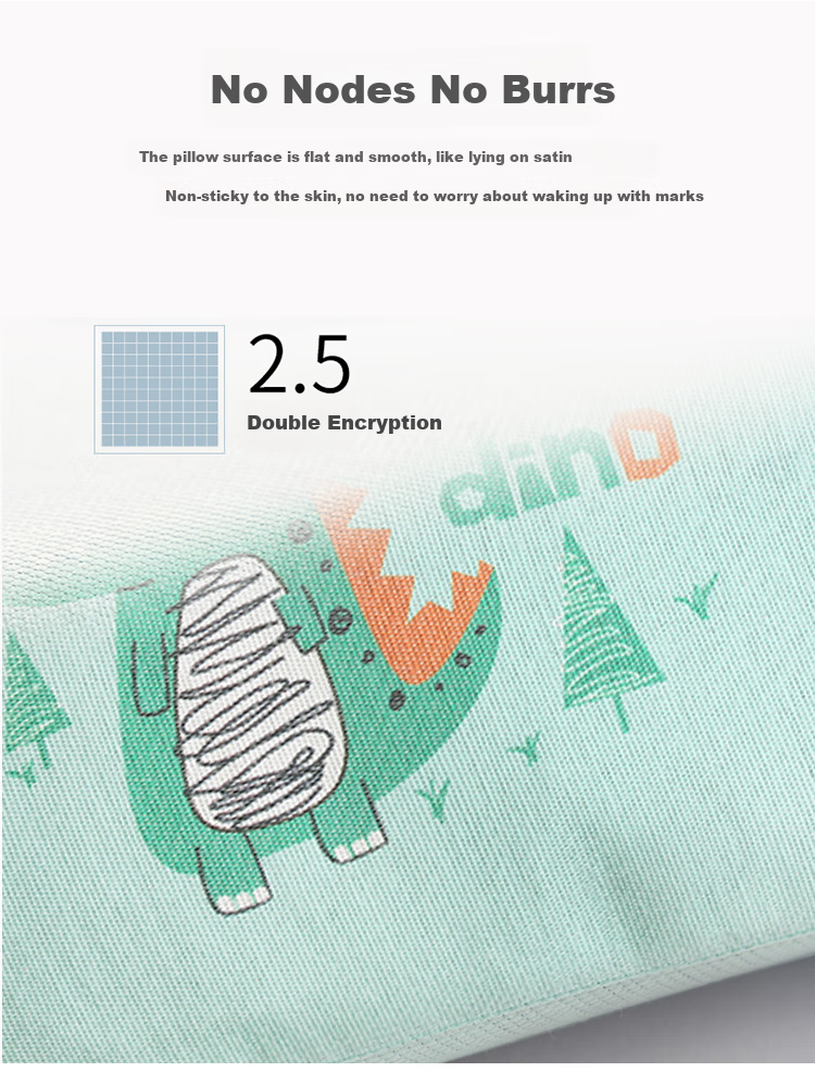 9I9 Baby Pillow, Summer Children's Buckwheat Hull Pillow, Ice Silk Baby Crib Pillow Cover, Removable And Washable, A54 Dinosaur 6