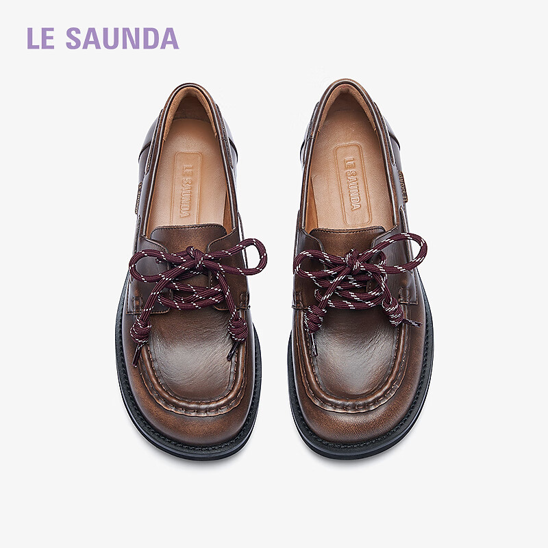 Le Saunda 2025 Autumn New Slip-On Genuine Leather Loafers for Women 6T25301 Mocha Brown BRL 34