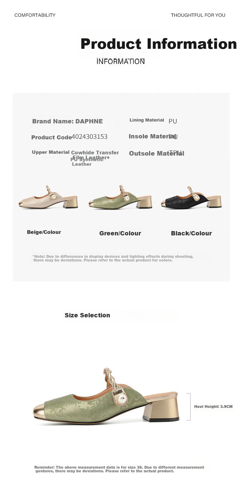 DAPHNE Women's Sandals, New Chinese-Style Mule Shoes, Closed-Toe Outdoor Slippers, 4024303153, Beige, Size 39 2