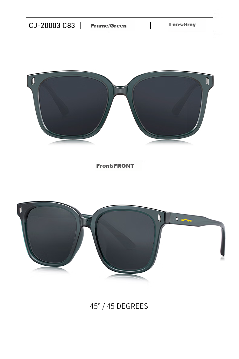 Chaersitaoxin Sunglasses for Men And Women, UV Protection Glasses, Large Frame Sun Protection UV Blocking CJ20003, Versatile Black C13 7