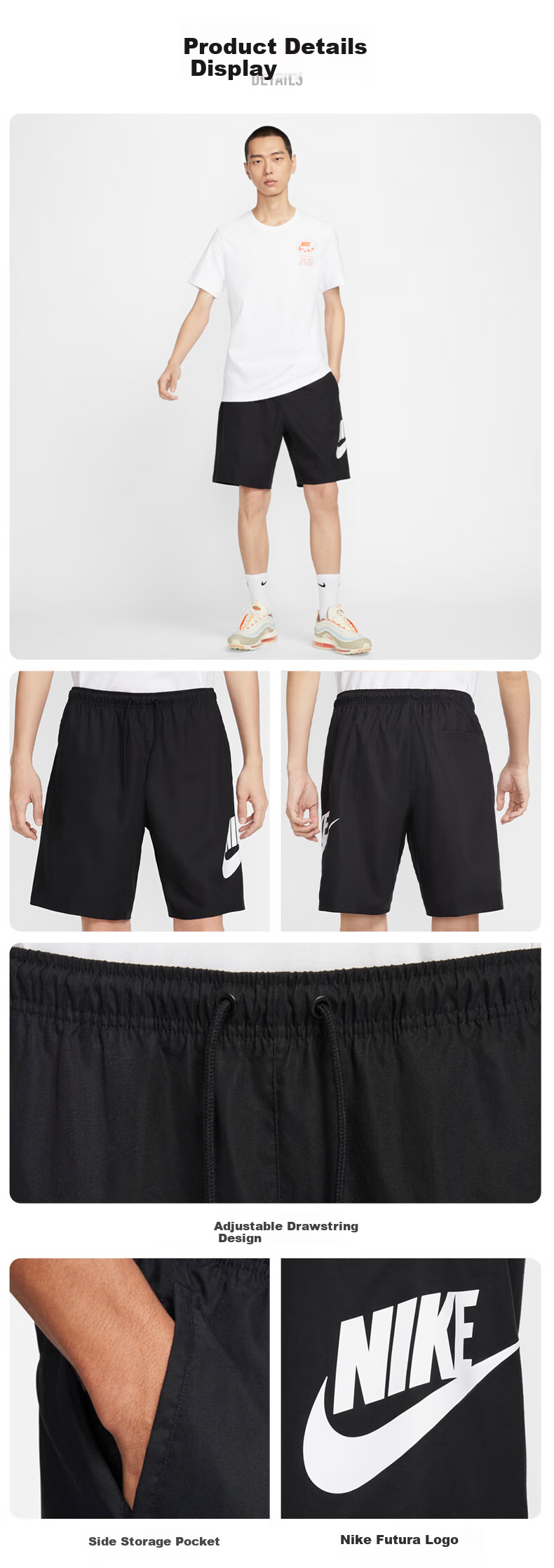 NIKE Men's Sports Shorts, Breathable for Spring And Autumn, Cool And Lightweight, Knee-Length Shorts FN3304-222 Green And White M 3
