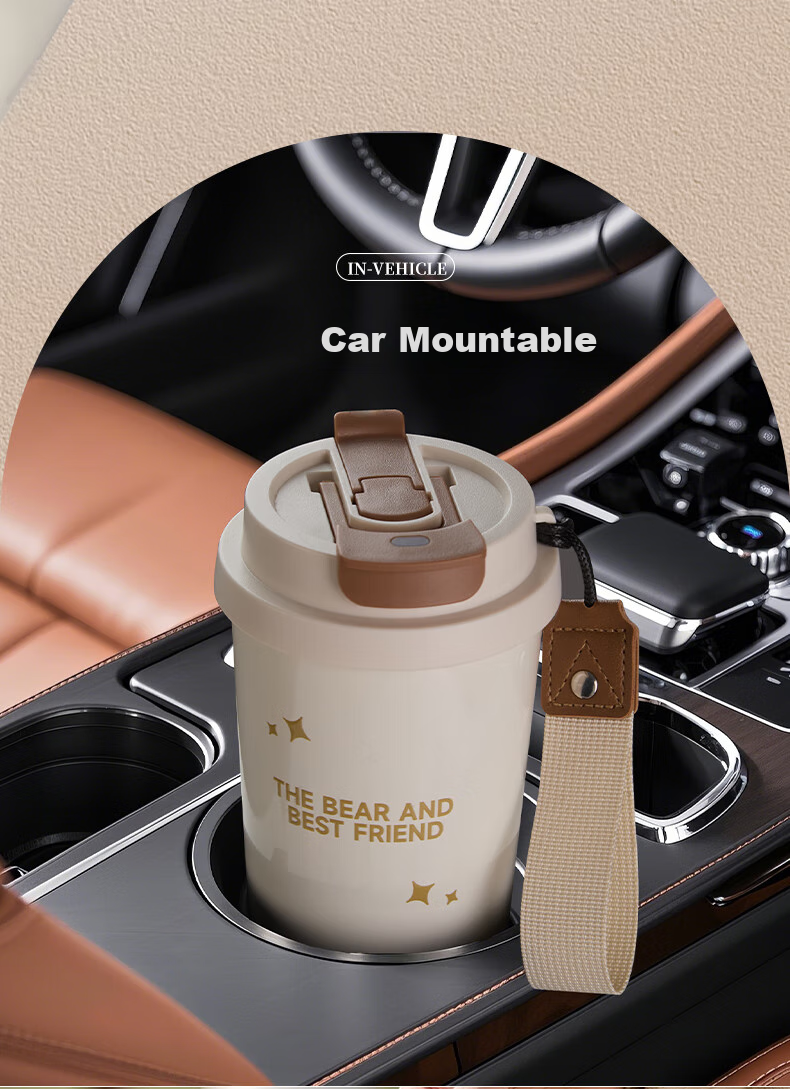 Bear Insulated Mug Coffee Cup 316L Stainless Steel Dual-Use High-End Water Bottle for Men And Women Silver 350ml Gift 11