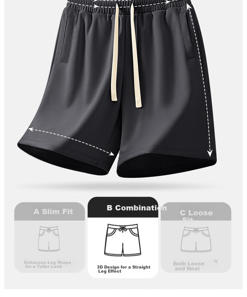 GENIOLAMODE Men's Shorts, Summer Style, Heavy 300G, Casual Draping Loose Fit, Athletic Straight-Leg Five-Point Pants for Young Me 6