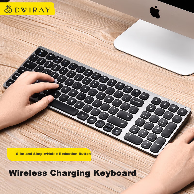 DiYiGongFang, Compatible with Apple Ultra-Thin Wireless Keyboard, Quiet Key Design, Scissor Foot Design, IMAC Dual-Zone Rechargeable Keyboard, Laptop Accessory, 2.4G Black