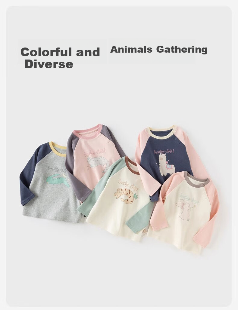 DAVE & BELLA Children's Long-Sleeve T-Shirt, Boys' Autumn Undershirt, Girls' Baby Knitted Cotton Top 1