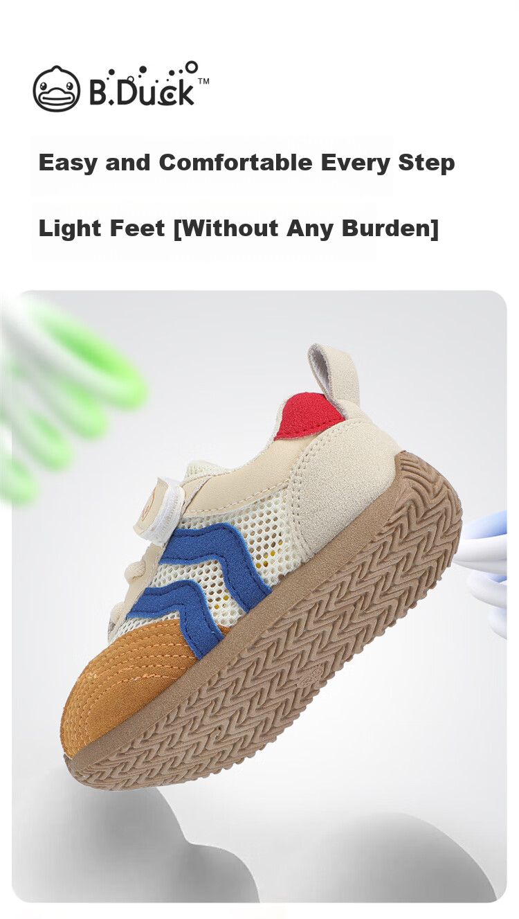 B.Duck Children's Walking Shoes, Girls' Toddler Shoes, Summer Comfortable Breathable Shoes, Single Mesh Sneakers 7