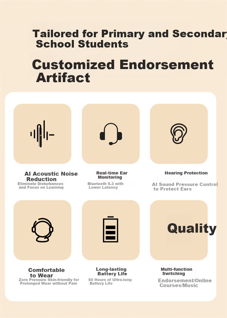 AIBEN M2 Head-Mounted Bluetooth Wireless Earphones with Microphone for Memorization, Follow-Along Learning, Immersive Study, Online Classes, Noise Cancellation, Morandi Blue 3