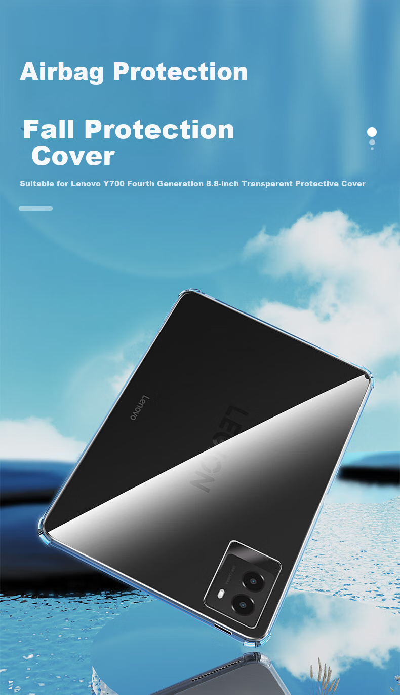 Freeson Protective Case for Lenovo Xiaoxin Pad Pro 12.7-Inch 2025 Model Tablet, Full Coverage Shockproof Crystal Clear TPU Soft Shell with Four Corner Airbags for Impact Protection, Transparent 1