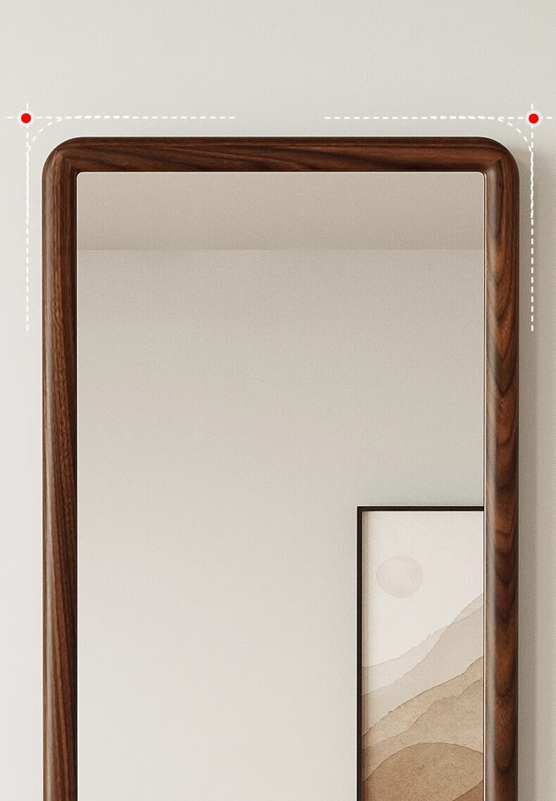 Milin Floor-Standing Full-Length Mirror, Wall-Mounted Dressing Mirror for Clothing Stores, Simple Home Use Mirror with Walnut Color Frame, 150cm 11