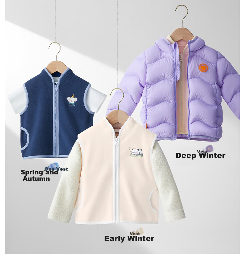 Beitaisi Children's Vest, Spring And Autumn School Uniform Essential, Infant Waistcoat, Boys And Girls Baby Fleece Sleeveless Jacket 16