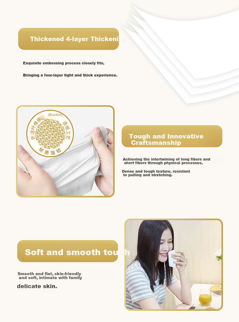 Sunelement Handkerchief Tissue, No Additives Series, Soft Pull Slim 4-Ply 10 Sheets*50 Packs, Thickened Portable Pack 6