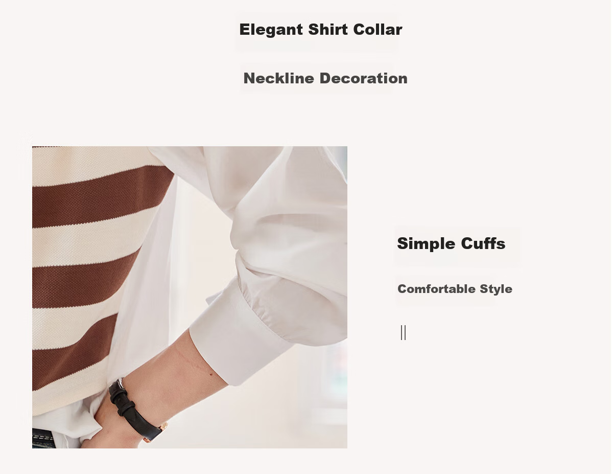 Chushen Thin Long-Sleeve Blouse for Women, Stylish Faux Two-Piece Striped Casual Shirt Top S13QC2942 5