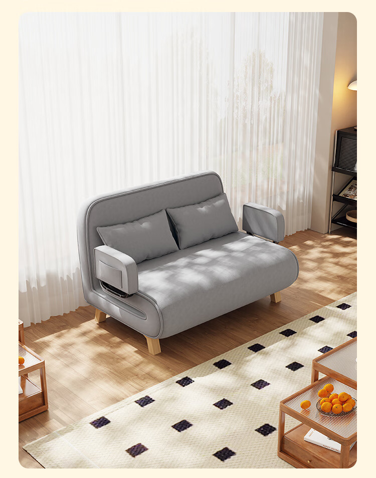Yupin Sofa Bed Home Living Room Single Double Nap Foldable Sofa Chair Small Sofa S327 Latex Off-White 105 16