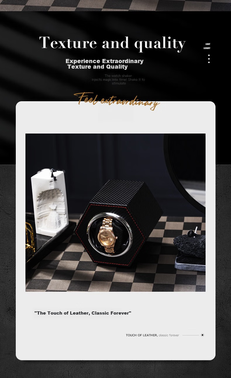 DUOJINJIANG Watch Winder Mechanical Watch Rotator Automatic Watch Care Shaker Imported Non-Magnetic Storage Box, Single Watch Compartment Black 2