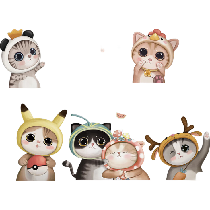 Modouyu Wall Stickers, Children's Bedroom Decorative Wall Decals, Wall Covering Stickers, Wall Decor to Hide Imperfections, Cat Decorative Wallpaper