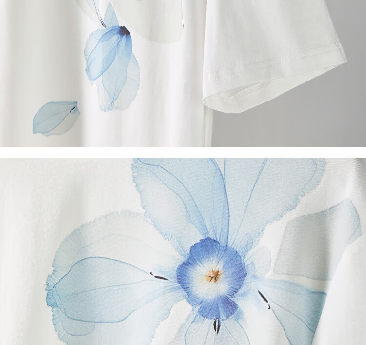 Sentubila Cotton-Padded Tie-Dye Iris Round Neck Drop Shoulder Short Sleeve T-Shirt for Women, Summer Commute Loose Fit Slimming Elegant Top 25
