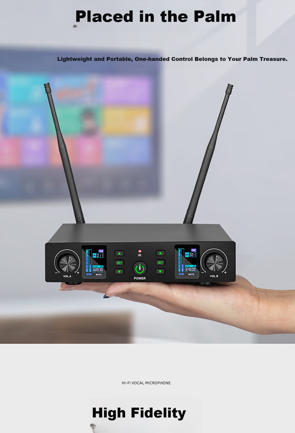 Depusheng WG1 Wireless Microphone System with Two Mics, Rechargeable Home Karaoke Conference KTV Speech Training Teaching Singing 80m Stable Reception UHF FM Professional Microphone 6