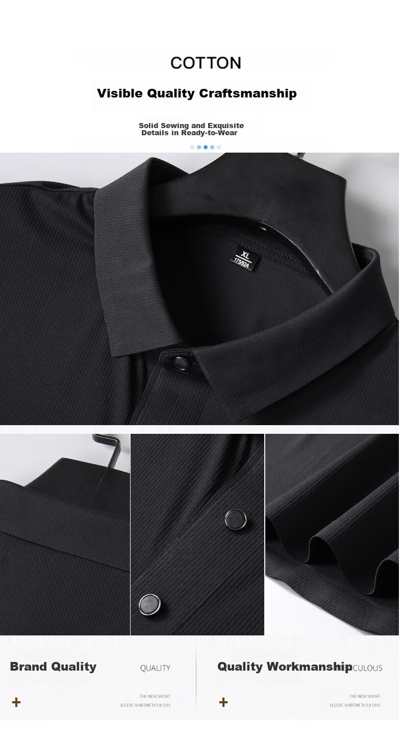 Ayoupang Large Size Men's High-End Business Polo Shirt, Premium Elastic Ice Silk Short-Sleeve Shirt for Men, Plus Size, Summer Wear 12