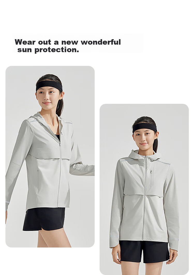 BOSIDENG Clothing, Five-Fold National Standard Sun Protection Jacket for Women, Short Style, UV-Resistant, Ice-Cool Breathable Heat Dissipation Hooded Coat 24