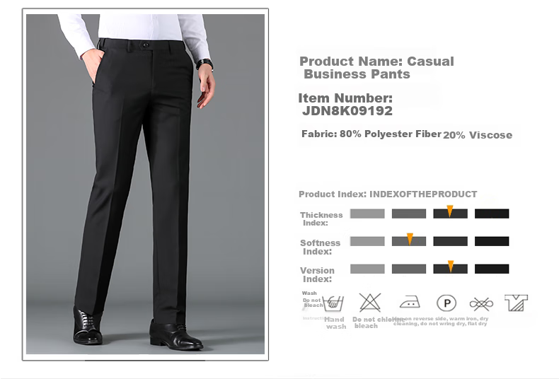 ROMON Wrinkle-Resistant Non-Iron Dress Pants for Men, High-Waist Loose Casual Business Suit Trousers, Straight-Leg Dad Pants 9