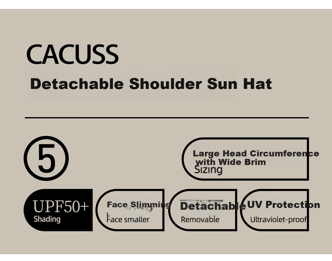 CACUSS Women's Sun Protection Hat, Summer Wide Brim UV-Resistant Visor Cap, Black Outdoor Sun Hat 8