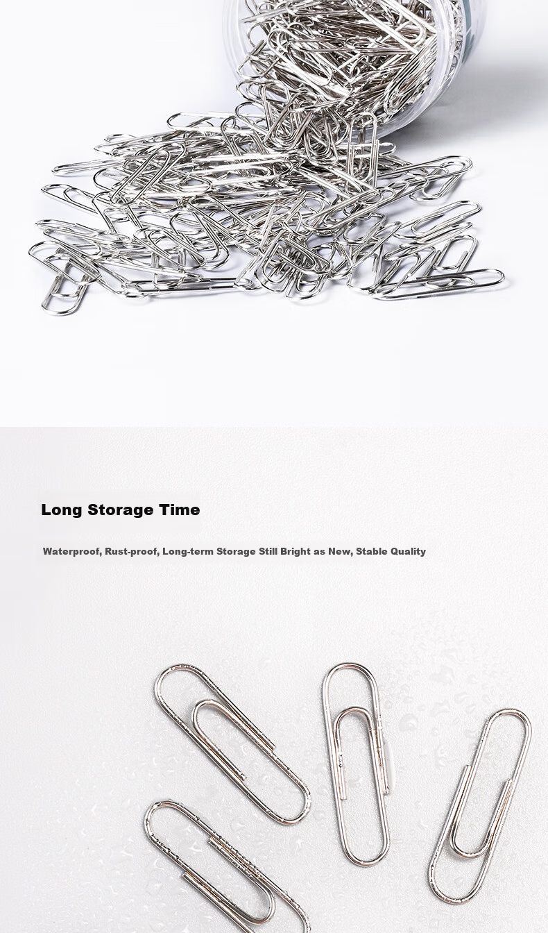 SUNWOOD Nickel-Plated Paper Clips/metal Anti-Rust Binder Clips/classification Storage Office Supplies, 100 Pieces/box, 10 Boxes, 8102 6