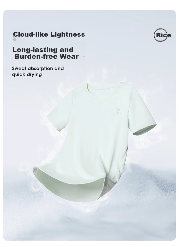 CAMEL Outdoor Quick-Dry T-Shirt, Summer Short-Sleeve Round Neck Mesh Breathable Sports Tee A15BAVV051A 36