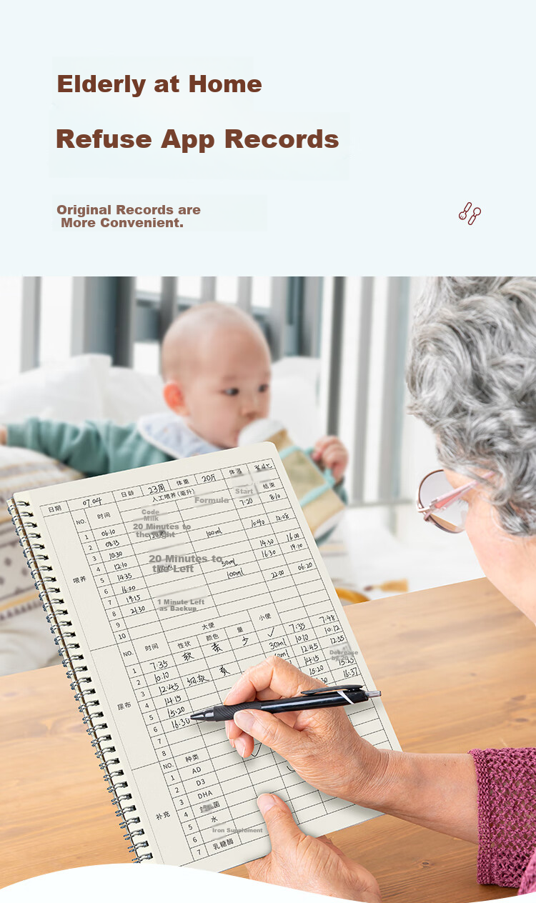 Weikeduoli 2 A5 Feeding Record Books for Baby Boys, Breastfeeding Diary, Newborn Growth Record Manual, Infant Supplementary Food Feeding Book, Soft Spiral Notebook, Can Record 100 Days [Internet Bestseller] 5