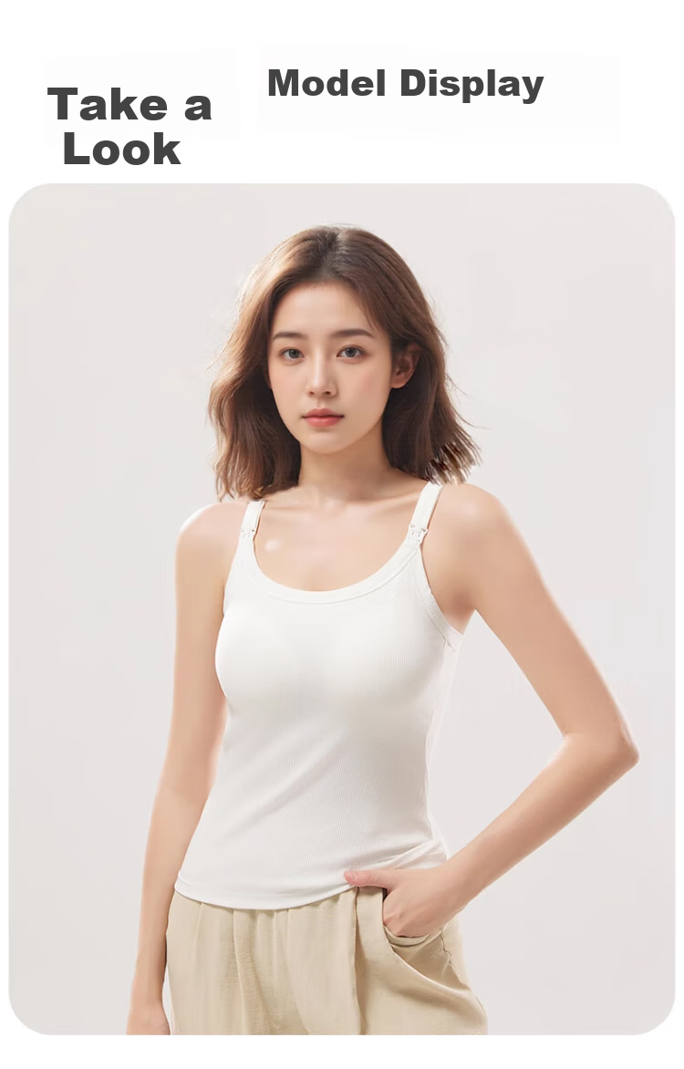 LangSha Nursing Camisole, Summer Thin Style, Wearable Outside, No Bra Needed, Postpartum Breastfeeding Specific, with Chest Pads, Maternity Underwear 10