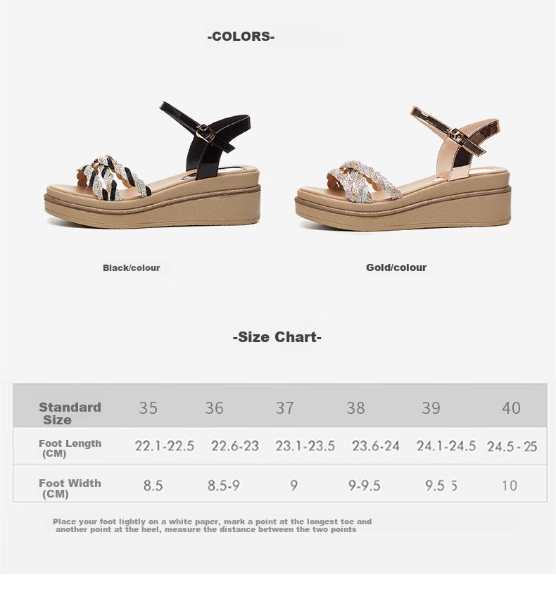 DAPHNE Thick-Soled High Heel Sandals for Women, Fashionable Comfortable Versatile Wedge Flat Platform Women's Shoes 4622303003 Gold 35 5